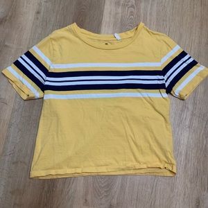Me to We Pacsun striped crop t-shirt yellow navy